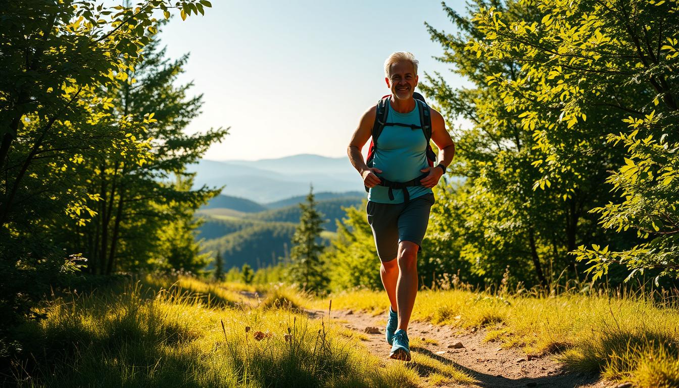 Körperliche Fitness Wandern in der Natur